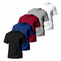 Kit 5 Camiseta Masculina Poliéster Com Toque de Algodão Camisa Blusa Treino Academia Tshrt Esporte Camisetas