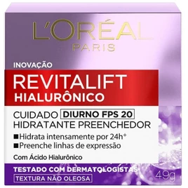 Gel Creme Hidratante Antioleosidade L’Oréal Paris Revitalif Hialurônico, Cor: Incolor, Tamanho: 49 g (Pacote de 1)
