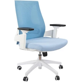Cadeira de Escritório Elements Helene Branca e azul claro, Braços 3D