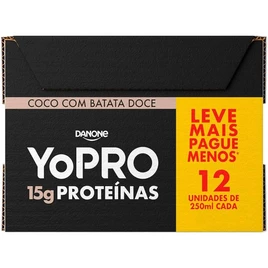 YoPRO Bebida Láctea UHT Coco com Batata-Doce 15g de proteínas 250ml – 12 unidades