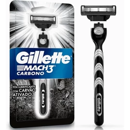 Gillette Mach3 Carbono Aparelho de barbear reutilizável com Carvão Ativado e Fita Lubrificante Melhorada 1 Ud