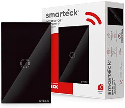 Steck, Interruptor Inteligente 4X2″, Touch Wi-Fi Steck Ambiente Conectado, 1 Módulo, Bivolt, Preto