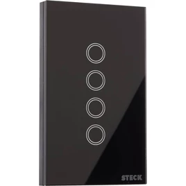 Steck, Interruptor Inteligente 4×2”, Touch Wi-Fi Steck Ambiente Conectado, 4 Módulos, Bivolt, Preto