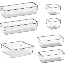 Organizador Modular Acrimet para Gavetas, Bancadas e Armários, Plástico Transparente, Kit com 7 Potes Sortidos