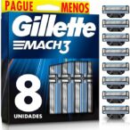 Gillette Mach3 – Carga para Aparelho de Barbear, Leve 8 Pague 6 (o pacote pode variar)