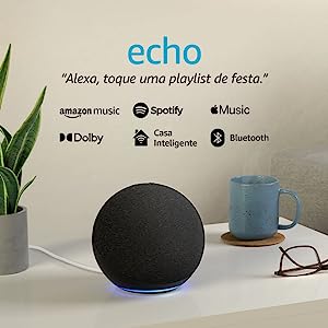 Echo com Alexa (4ª Geração): Com som premium e hub Zigbee de casa inteligente – Cor Preta