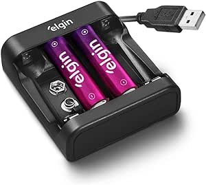 Carregador de Pilhas e Baterias USB com 2 Pilhas AA 1500mAh recarregáveis