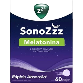 SonoZzz Melatonina ajuda a regular o seu sono. 60 comprimidos sublinguais