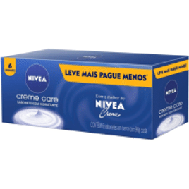 NIVEA Sabonete em Barra Creme Care Promo 6 un. 90g – Limpa e deixa a pele macia mesmo após o banho, com glicerina, fragrância NIVEA Creme e o exclusivo ingrediente Eucerit