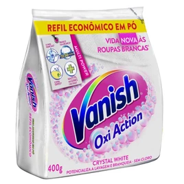 Vanish Tira Manchas Em Pó Crystal White Oxi Action 400G Para Roupas Brancas Refil Econômico