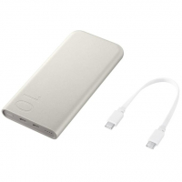 Bateria Externa SAMSUNG EB-P3400 Bege Portátil, Carga Super Rápida 25W, Duas Saídas USB-C 10000 MAH