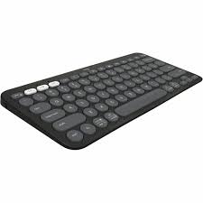 Teclado sem fio Logitech Pebble Keys 2 K380s com Conexão Bluetooth Easy-Switch e Pilha Inclusa – Compatível com PC, Mac, Chrome OS, Android, iOS e Apple TV, Layout US – Grafite