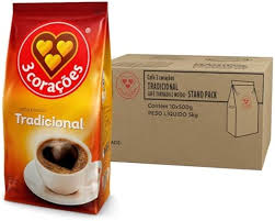 3 Corações Café Torrado e Moído Tradicional, Pacote 500g – 10 unidades