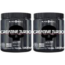 Kit 2X Creatine Turbo Suplemento Alimentar Black Skull 300g Caveira Preta Creatina Monohidratada Sem Sabor