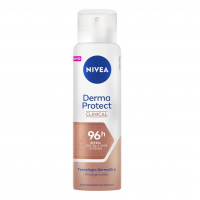 NIVEA Desodorante Antitranspirante Aerossol Derma Protect Clinical 150ml – Alta proteção de 96 horas contra o suor excessivo e o mau odor, garantindo axilas macias e sem irritação