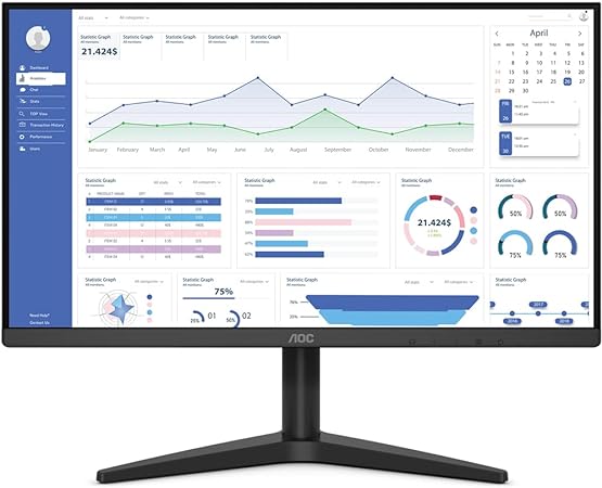 Monitor AOC 21.5″ VGA e HDMI e painel VA, preta, pequeno, 22B1HM5