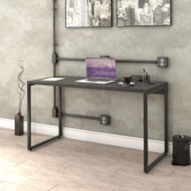 Mesa Escrivaninha Industrial 135cm Trevalla Kuadra ME135-E10 Preto Onix