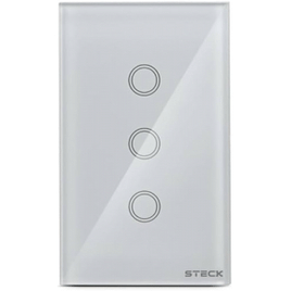 Steck, Interruptor Inteligente 4×2”, Touch Wi-Fi Steck Ambiente Conectado, 3 Módulos, Bivolt, Branco