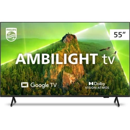 Smart TV Philips Ambilight 55″ 4K 55PUG7908/78, Google TV, Comando de Voz, Dolby Vision/Atmos, VRR/ALLM, Bluetooth