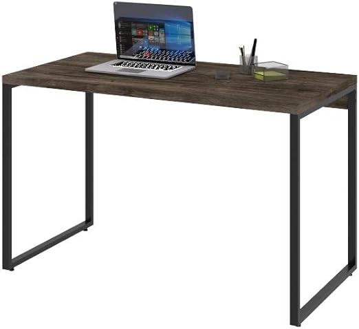 Compace – Mesa para Escritório Office Estilo Industrial 1,20m, Kuadra, Carvalho Dark/Est.Preta