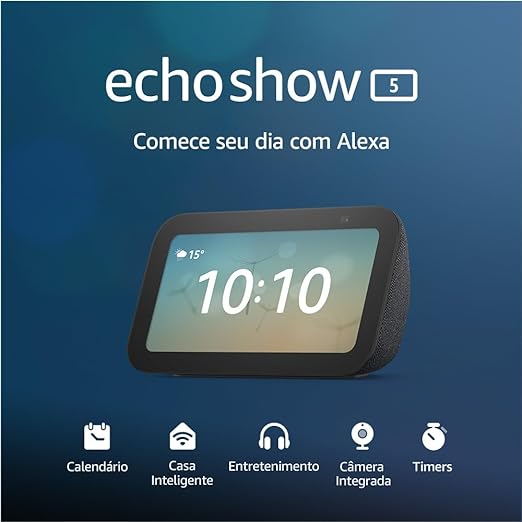 Echo Show 5 (3ª geração – 2023) | Smart display com Alexa, graves 2x mais potentes e som mais nítido | Cor Preta