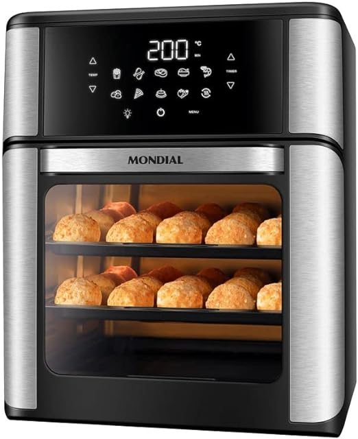 Fritadeira Air Fryer Forno Oven 12 Litros, Mondial, Preto/Inox, 2000W, 110V – AFO-12L-BI