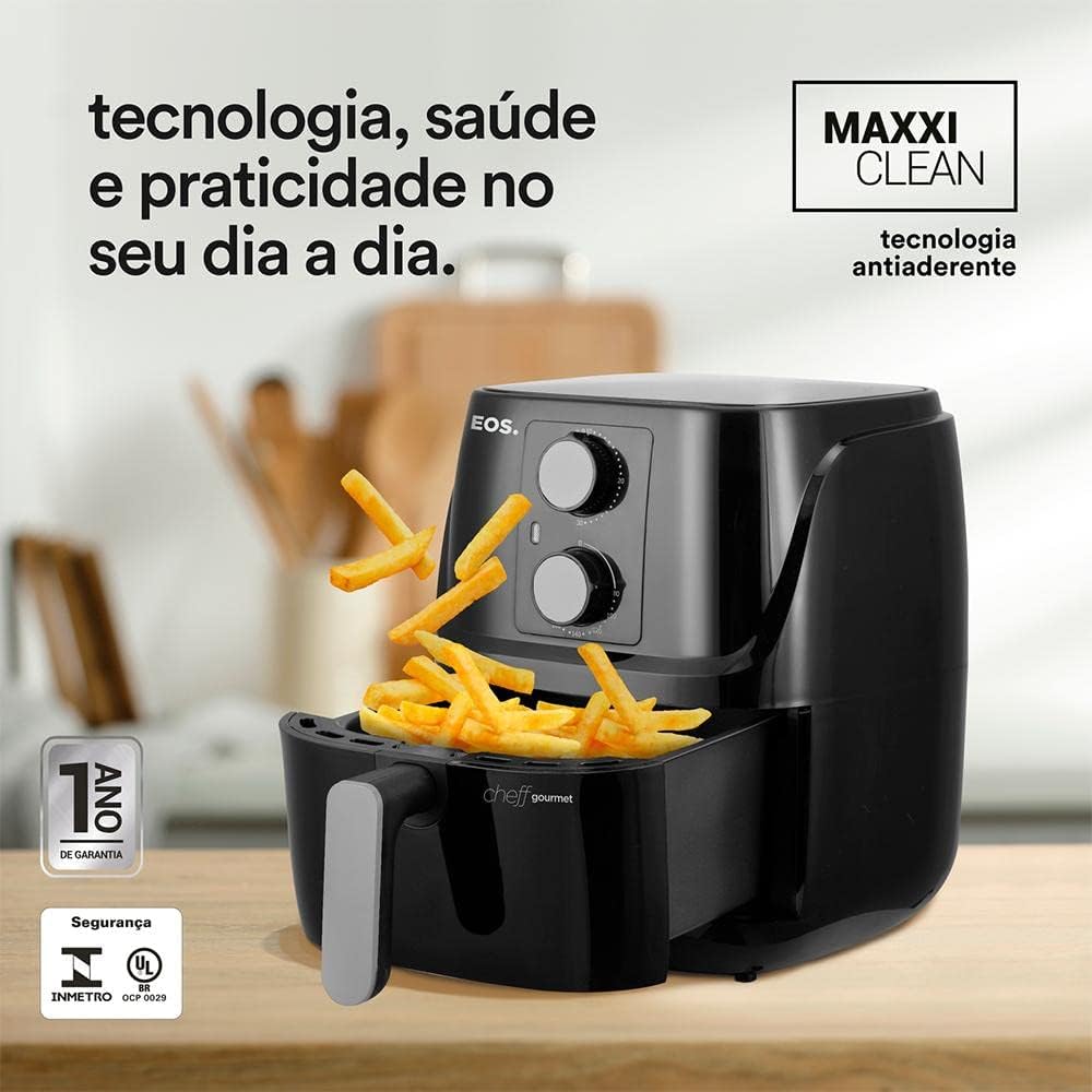 Fritadeira Sem Óleo Air Fryer EOS Chef Gourmet 3 Litros Preto EAF30 110V