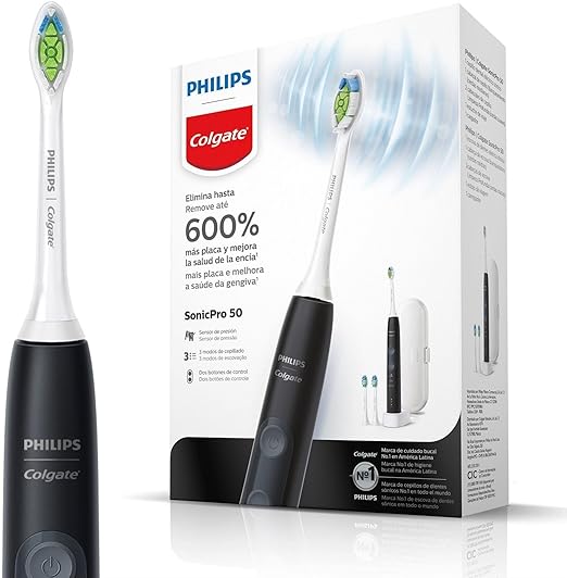 Colgate Philips Sonic Pro 50 – Escova De Dente Elétrica Recarregável Bivolt Com 2 Refis E Estojo De Viagem