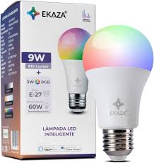 EKAZA Lâmpada Inteligente RGB, 16 milhões de cores, Wi-Fi, Compatível com Amazon Alexa e Google Assistente, 9W+3W – EKGC-T261-E27