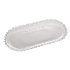 Wolff Pearl Travessa Oval de Cristal, Transparente, 30 x 15 x 2 cm