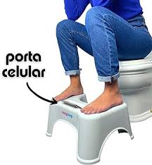 Banquinho de Cócoras Ergonomico Vaso Sanitário Apoio de Pés Para Evacuar EASYPOOP, Suporte de Celular Exclusivo, Pés Antiderrapantes, Original