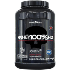 Whey 100% Hd Morango 900G, Black Skull