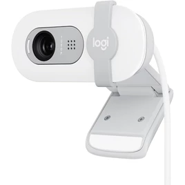 Webcam Full HD Logitech Brio 100 com Microfone Integrado, Proteção de Privacidade, Correção Automática de Luz e Conexão USB-C – Branco