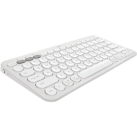 Teclado sem fio Logitech Pebble Keys 2 K380s com Conexão Bluetooth Easy-Switch e Pilha Inclusa – Compatível com PC, Mac, Chrome OS, Android, iOS e Apple TV, Layout US – Branco