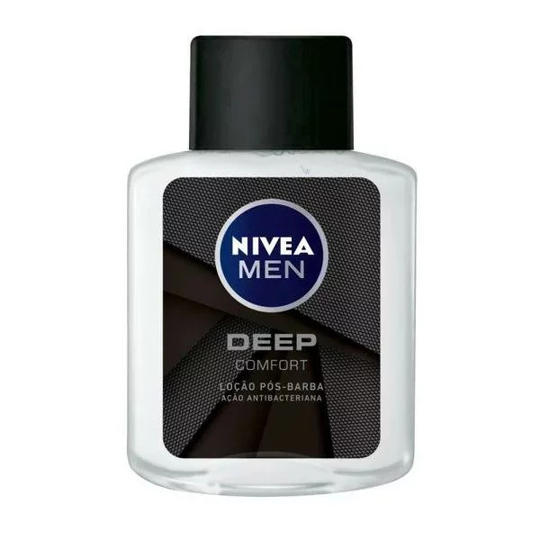 NIVEA MEN Loção Pós Barba Deep 100ml – Atua na recuperação da pele, ação antibacteriana, fórmula com carvão ativado, textura líquida