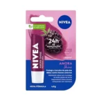 NIVEA Hidratante Labial Amora Shine 4,8 g – Cuidado intensivo para seus lábios, hidratação prolongada, delicioso aroma de amora, pigmentos brilhantes e cor delicada