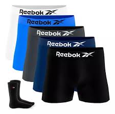 Kit 12 Cuecas Boxer Reebok Masculinas Microfibra, Adulto, Box Sem Costura + 2 Meias