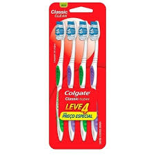 Colgate Escova De Dente Classic Clean Macia 4 Unidades | Cores Sortidas