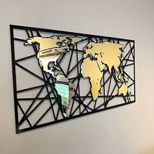 Quadro Placa Espelho Decorativo Mapa Premium